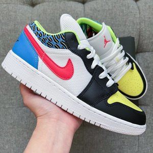 Nike Air Jordan 1 retro low white multicolor shoes (big kids)